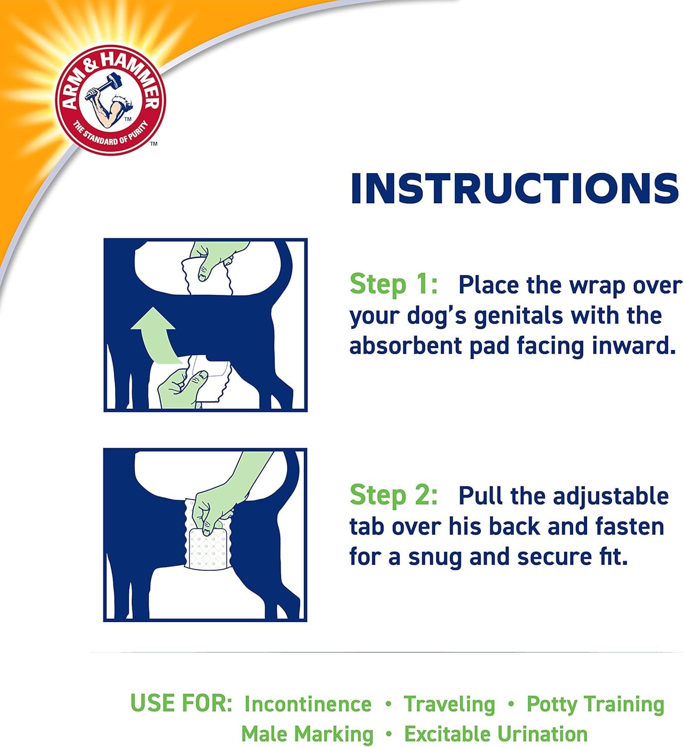 for Pets Male Dog Wraps, Medium 12 Ct | Ultra-Absorbent, Adjustable Male Dog Diapers with Leak-Proof Protection & Wetness Indicator |  Baking Soda Enhanced for Odor Control