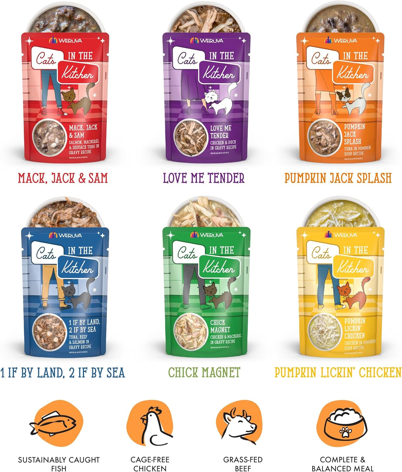 Cats in the Kitchen, Pantry Party Pouch Variety Pack in Gravy Cat Food, 3Oz Pouch (Pack of 12)