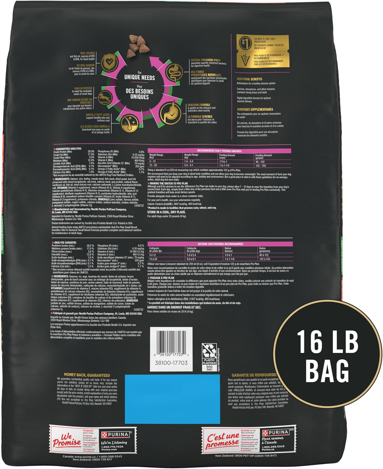 Sensitive Skin and Stomach Dog Food Small Breed, Adult Salmon & Rice Formula - 16 Lb. Bag