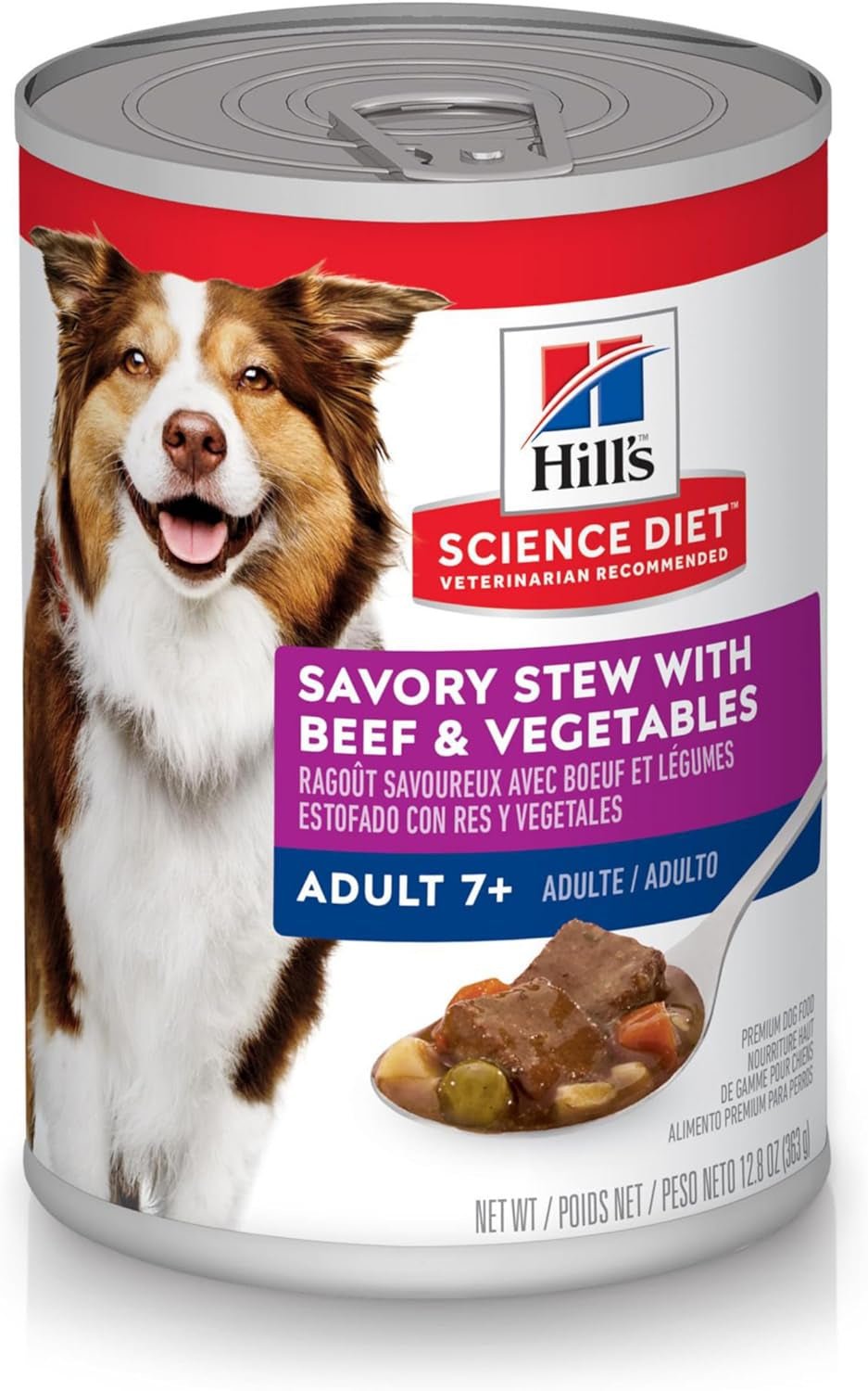 Adult 7+, Senior Adult 7+ Premium Nutrition, Wet Dog Food, Beef & Vegetables Stew, 12.8 Oz Can, Case of 12