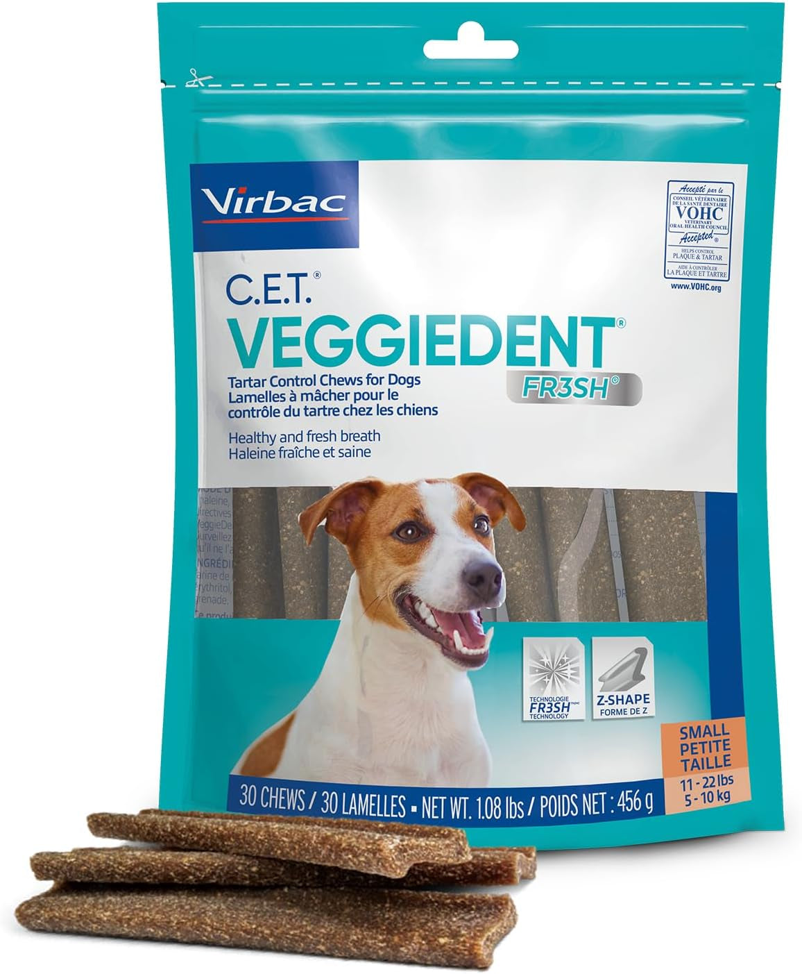 CET VEGGIEDENT FR3SH Tartar Control Chews for Dogs - Small