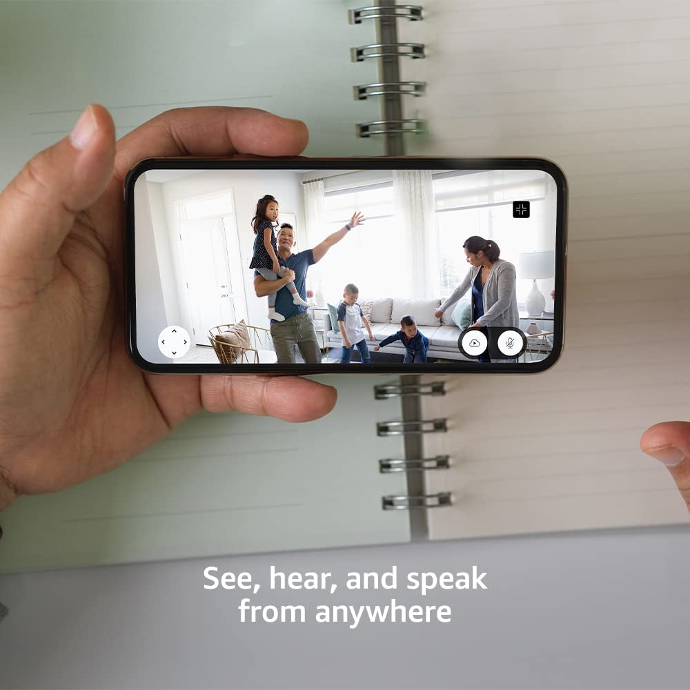 Mini Pan-Tilt Camera (Newest Model), Rotating Indoor Plug-In Smart Security Camera, Two-Way Audio, HD Video, Motion Detection, Works with Alexa (White)