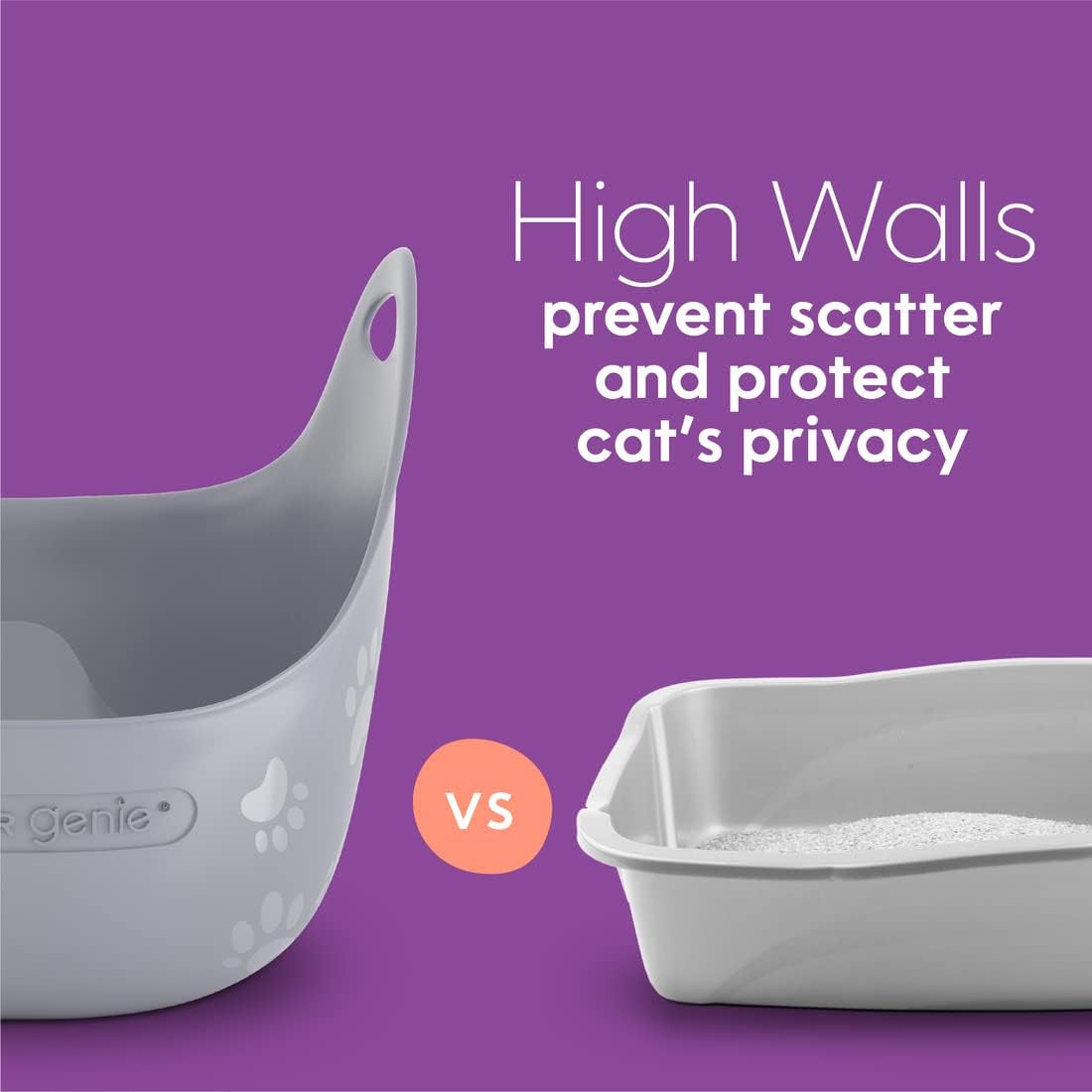 Cat Litter Box | Made with Flexible, Soft Plastic | Features High-Walls and Handles for Privacy and Portability
