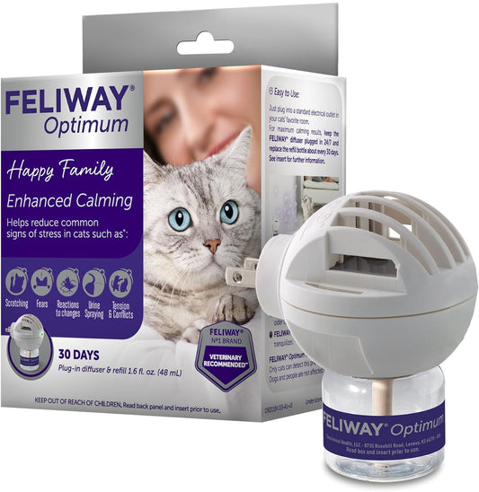 ® Optimum 30 Day Cat Calming Plug in Pheromone Diffuser Starter Kit, 48Ml - Helps Reduce Common Signs of Stress in Cats & Kittens, Enhanced Calming
