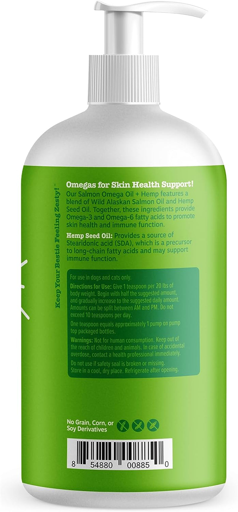 Salmon Omega Oil Hemp for Dogs and Cats with Wild Alaskan Salmon Oil Omega 3 and 6 Fatty Acids with EPA DHA for Pets Supports Normal Skin Moisture and Immune System Function 32Oz