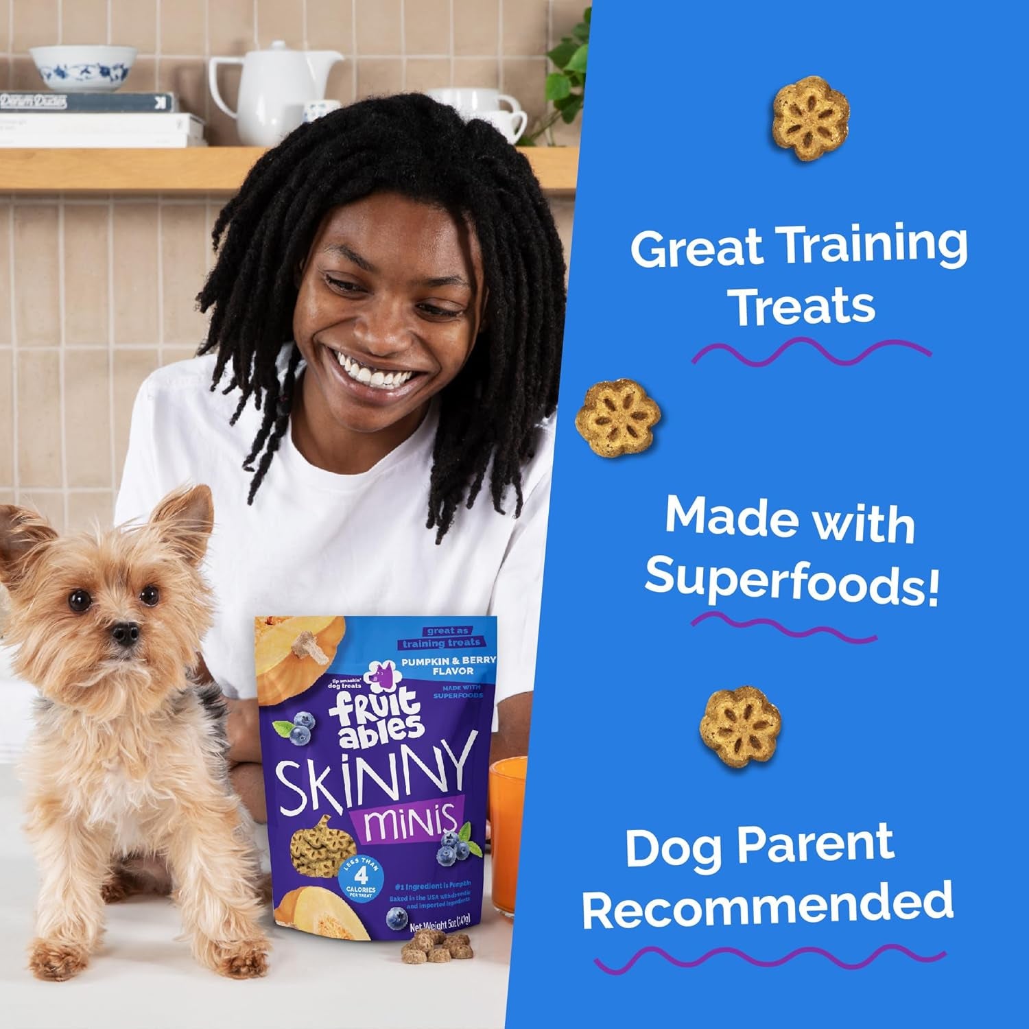 Skinny Mini Dog Treats, Healthy Pumpkin Treat for Dogs, Low Calorie & Delicious, Puppy Training, Free of Wheat, Corn and Soy, Made in the USA, Pumpkin and Berry Flavor, 12Oz