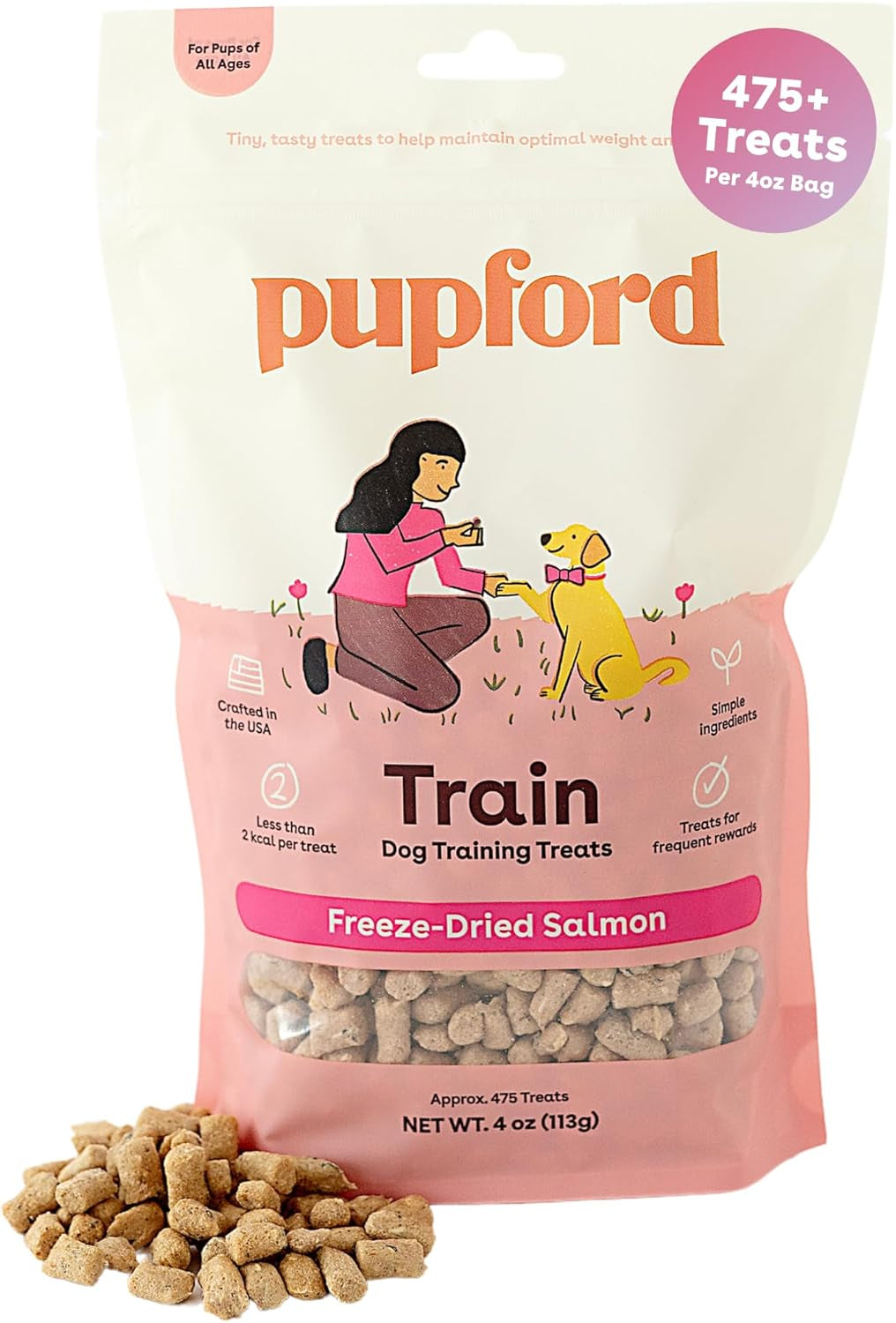 Freeze Dried Training Treats for Dogs & Puppies, 475+ Two Ingredient Bites (Salmon, 4 Oz)