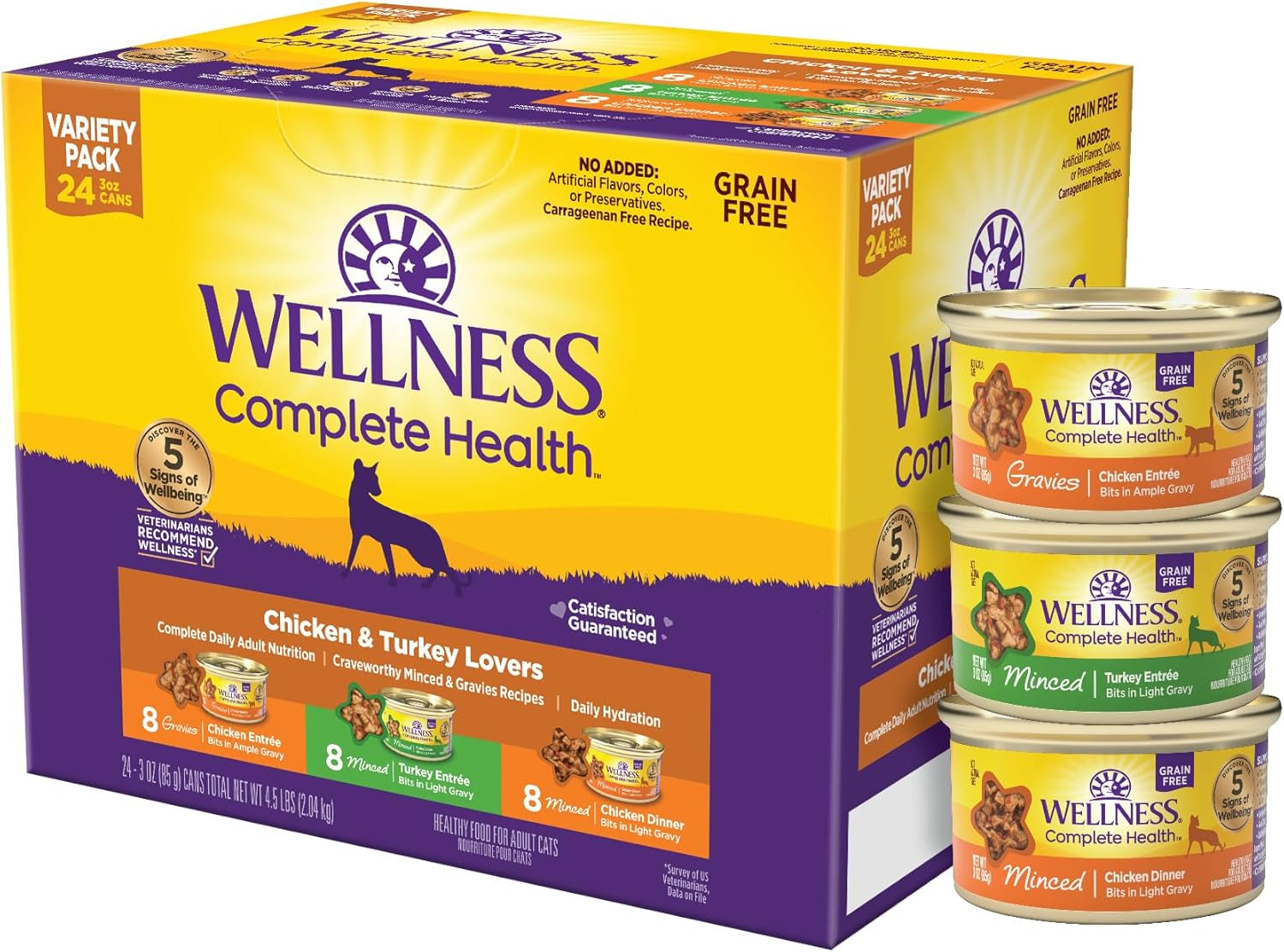 Complete Health Gravy & Minced Adult Wet Cat Food, Natural, Protein-Rich, Grain-Free, 3 Ounce, 24 Pack, (Chicken & Turkey Lovers Variety Pack)