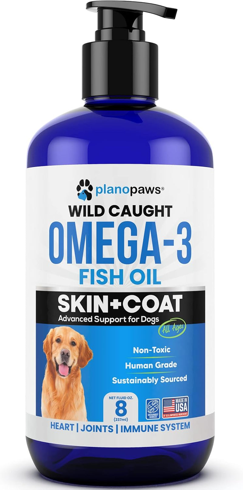 Omega 3 Fish Oil for Dogs - Better than Salmon Oil - Dog Fish Oil Supplement to Reduce Shedding & Itching - Supports Joints, Brain, and Heart Health - Skin and Coat Supplement - Liquid Fish Oil