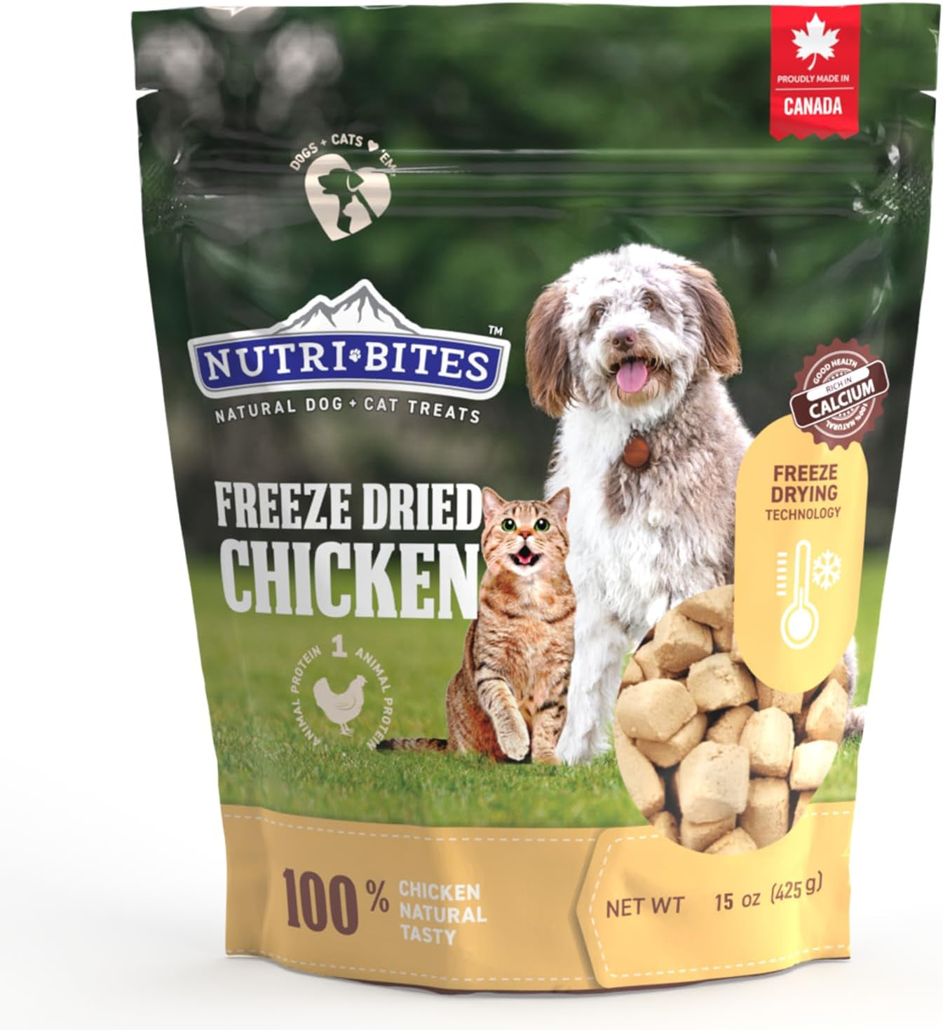 Freeze Dried Chicken Dog & Cat Treats | Healthy Pet Training Treats or Food Topper | All Natural, 1 Single Animal Protein, High Protein | Premium Bulk Value Pack, 15 Oz