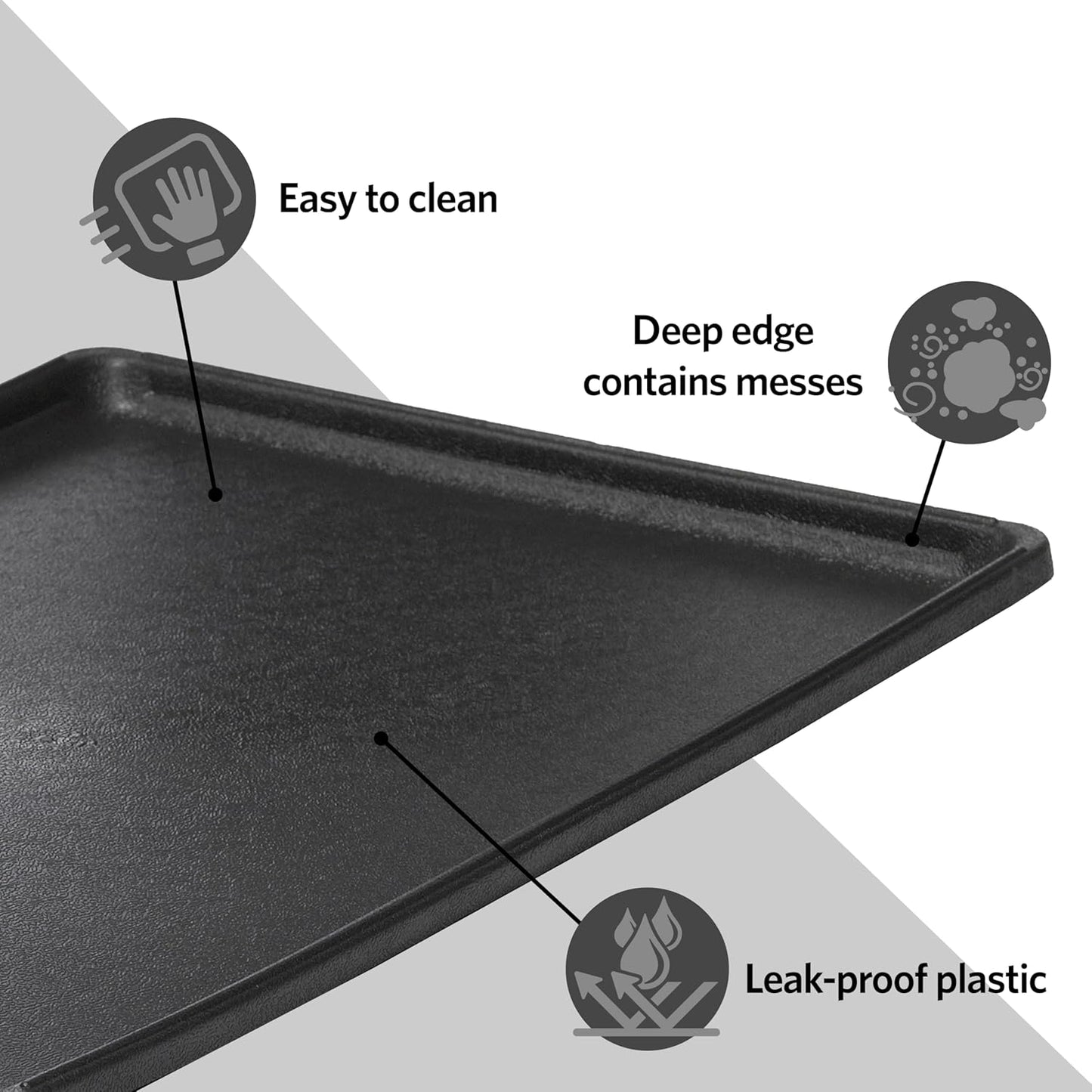 Replacement Pan for 42-Inch Dog Crates, Fits All Midwest and New World 42-Inch Pet Cages, Multiple Uses, Plastic, Black, 9PAN