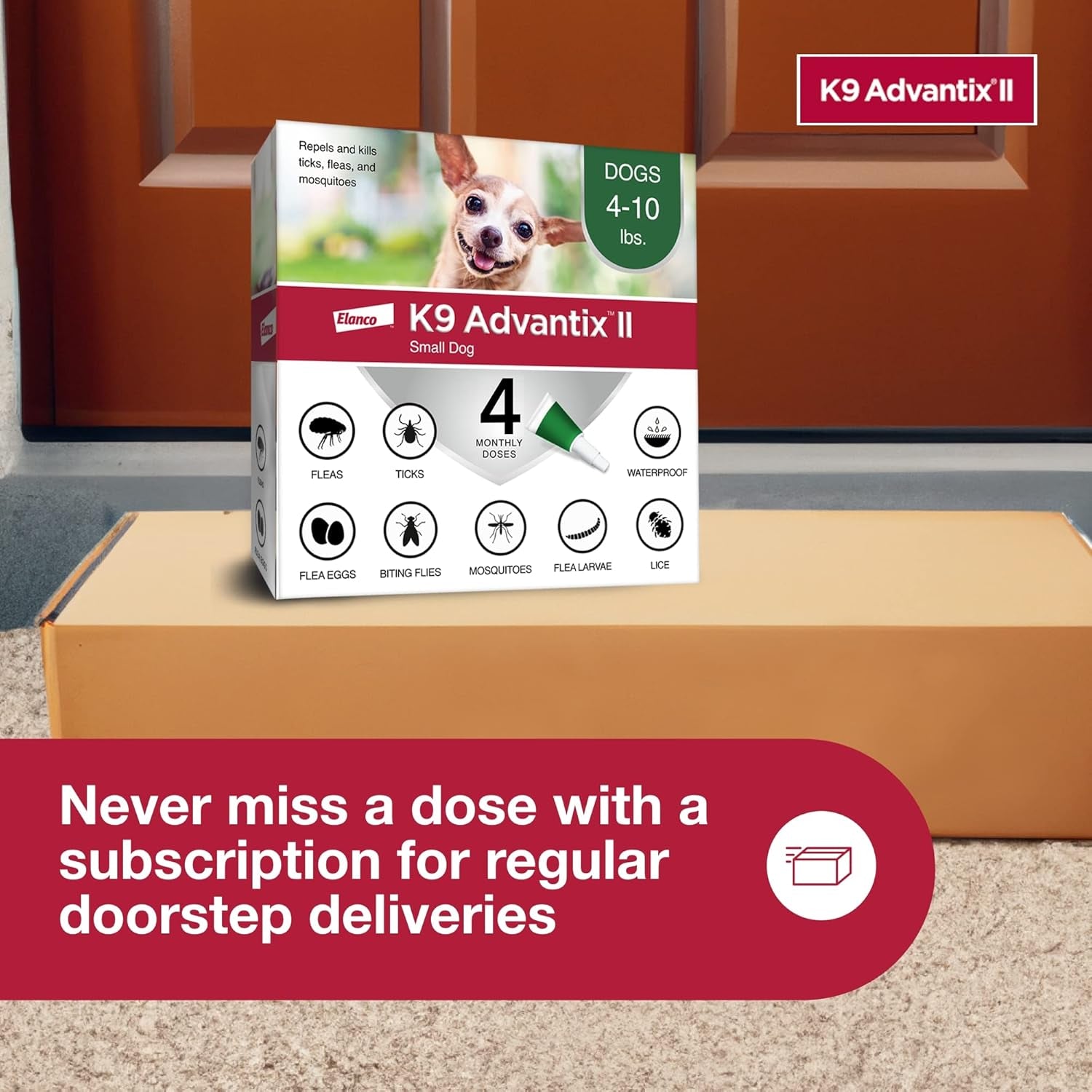 II Small Dog Vet-Recommended Flea, Tick & Mosquito Treatment & Prevention | Dogs 4-10 Lbs. | 4-Mo Supply