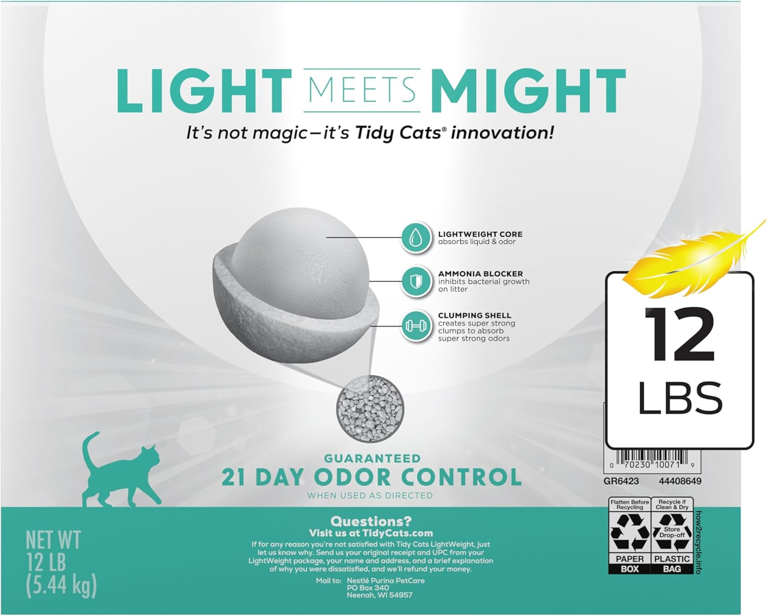 Purina  Lightweight Free and Clean Unscented, Multi-Cat, Clumping, 99.9 Percent Dust Free Cat Litter - 12 Lb. Box