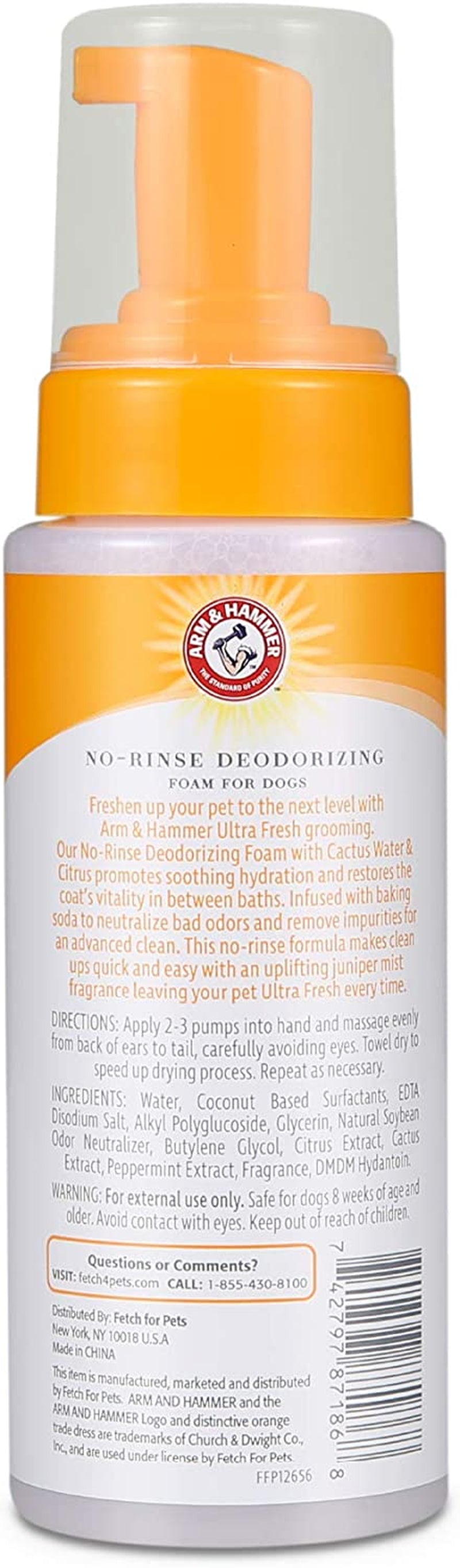 for Pets Ultra Fresh Dog Deodorizing Foam, Juniper Mist Scent - No Rinse Waterless Dog Shampoo for Smelly Dogs, Pet Deodorizer, Bathing Supplies, 8 Fl Oz