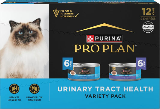 Urinary Tract Health Pate Cat Food Variety Pack, Turkey and Giblets, and Ocean Whitefish Entrees - (Pack of 12) 5.5 Oz. Cans