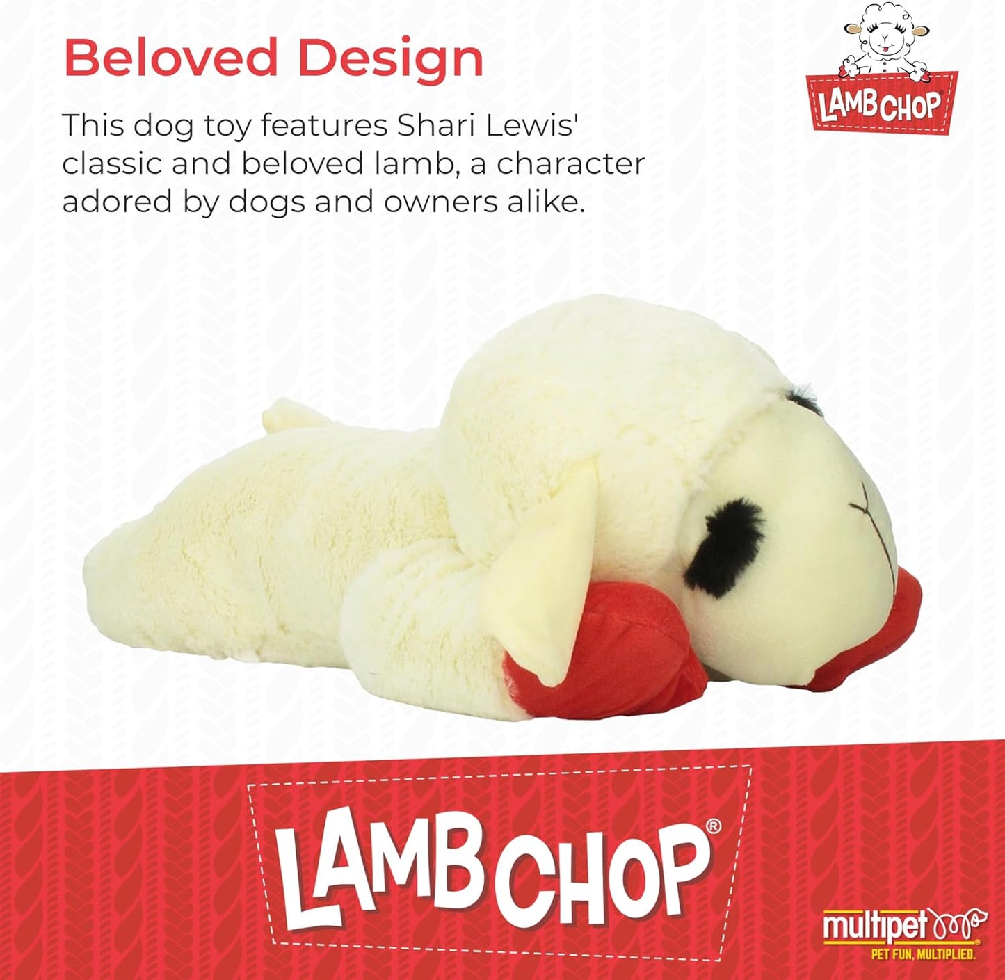 Lamb Chop Dog Plush Toy - Squeaky Toy for All Dogs - Extra Soft Plush - Stuffed Animal Dog Toy for Cuddling & Playing - Jumbo Pet Toy (24", Cream)