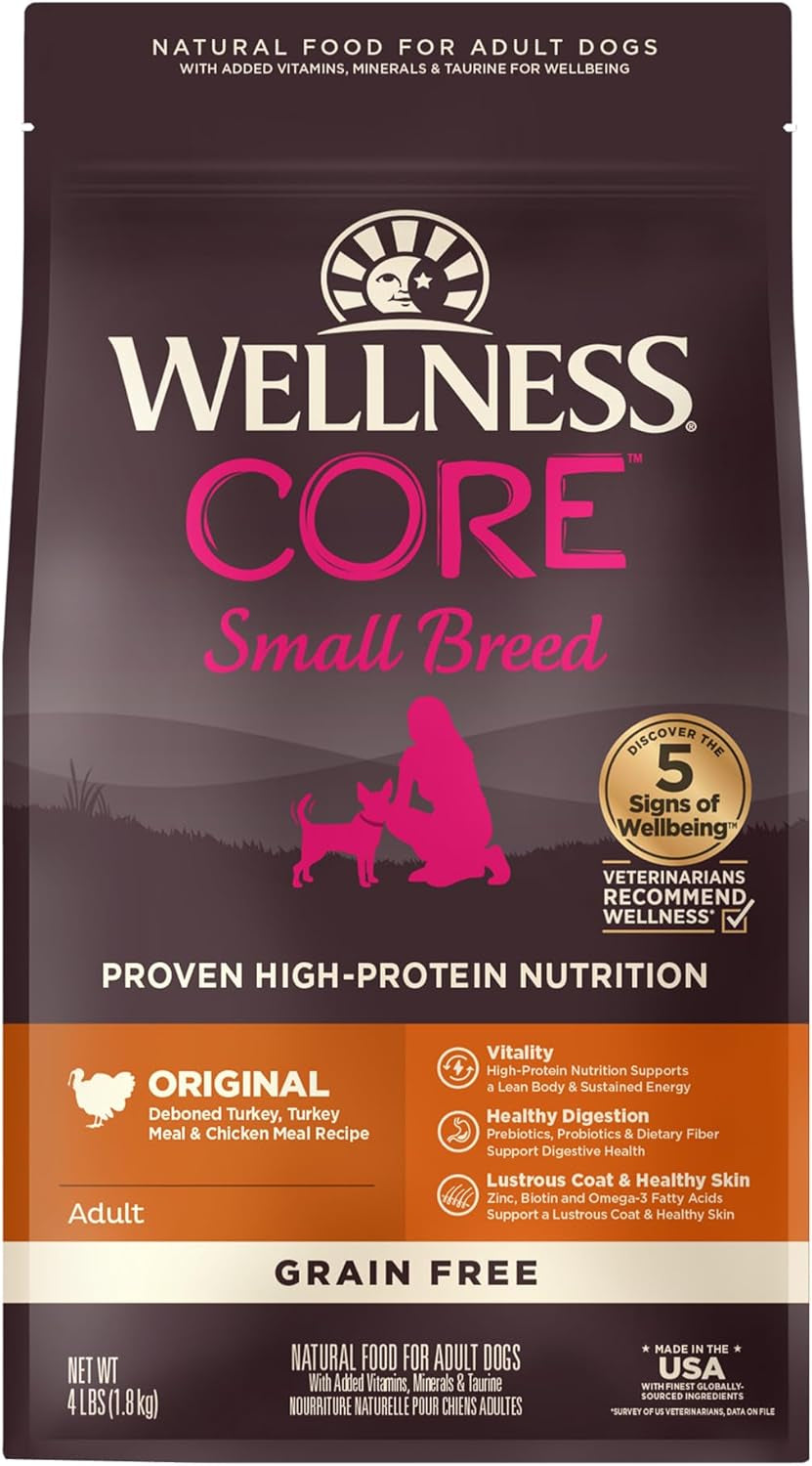 CORE Dry Dog Food, Small Breed, Grain-Free, High Protein, Natural, Original Turkey & Chicken Recipe, (4-Pound Bag)