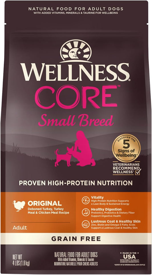 CORE Dry Dog Food, Small Breed, Grain-Free, High Protein, Natural, Original Turkey & Chicken Recipe, (4-Pound Bag)