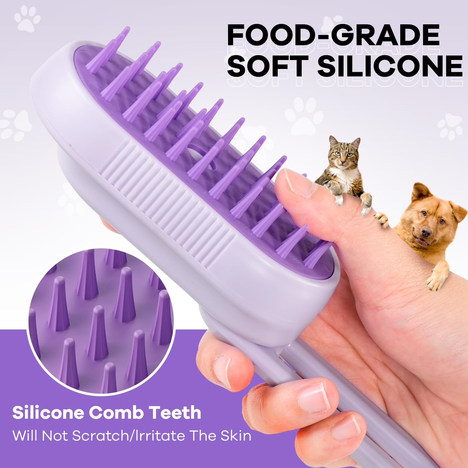 Cat Steam Brush for Shedding, 4 in 1 Rechargeable Steam Brush for Cats and Dogs, Anti-Static, Massage, Cleaning, Shedding & Combing All in One!
