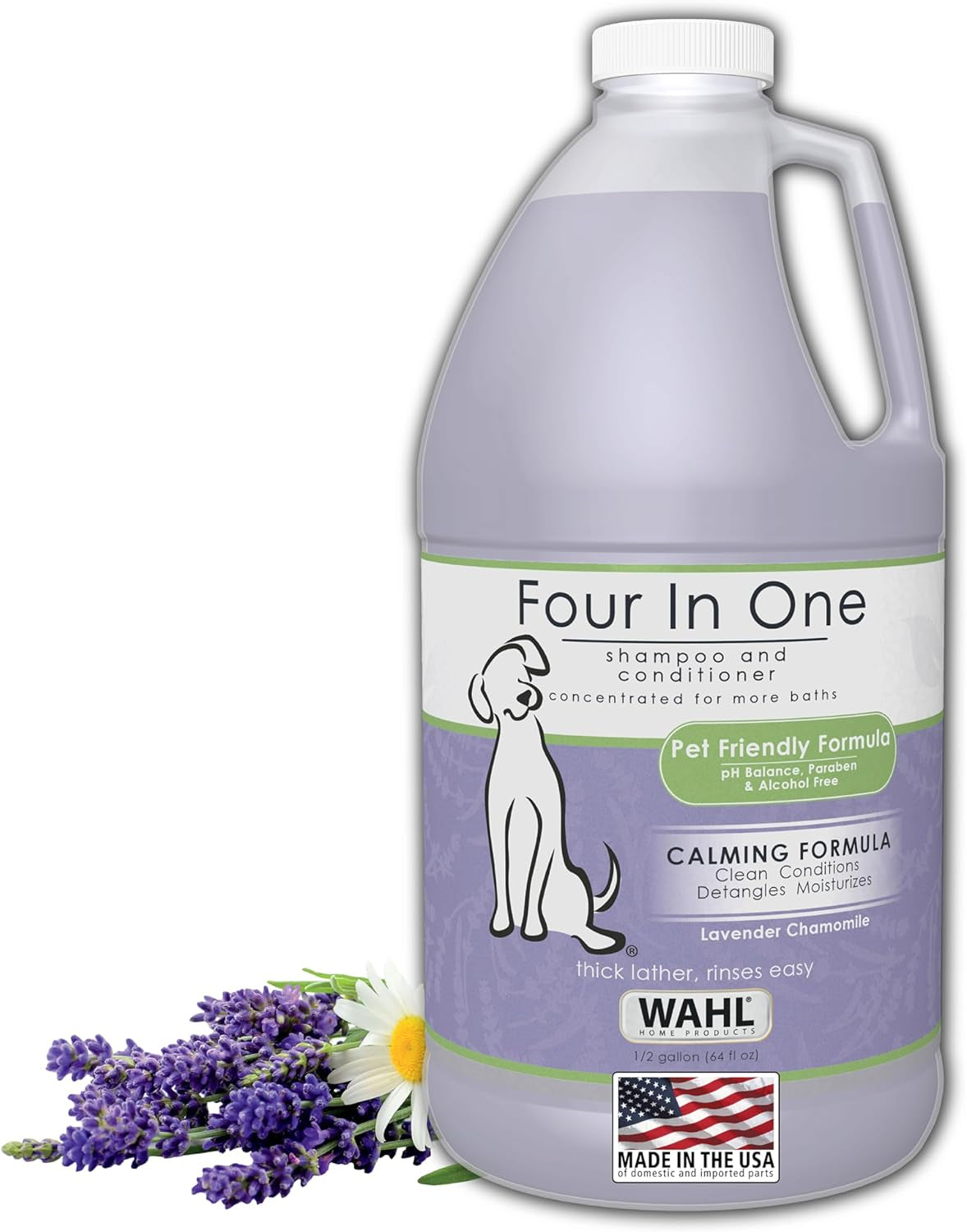 USA 4-In-1 Calming Pet Shampoo for Dogs with a Lavender Chamomile Scent – Cleans, Conditions, Detangles, & Moisturizes - Pet Friendly Formula – 64 Oz - Model 821000-050