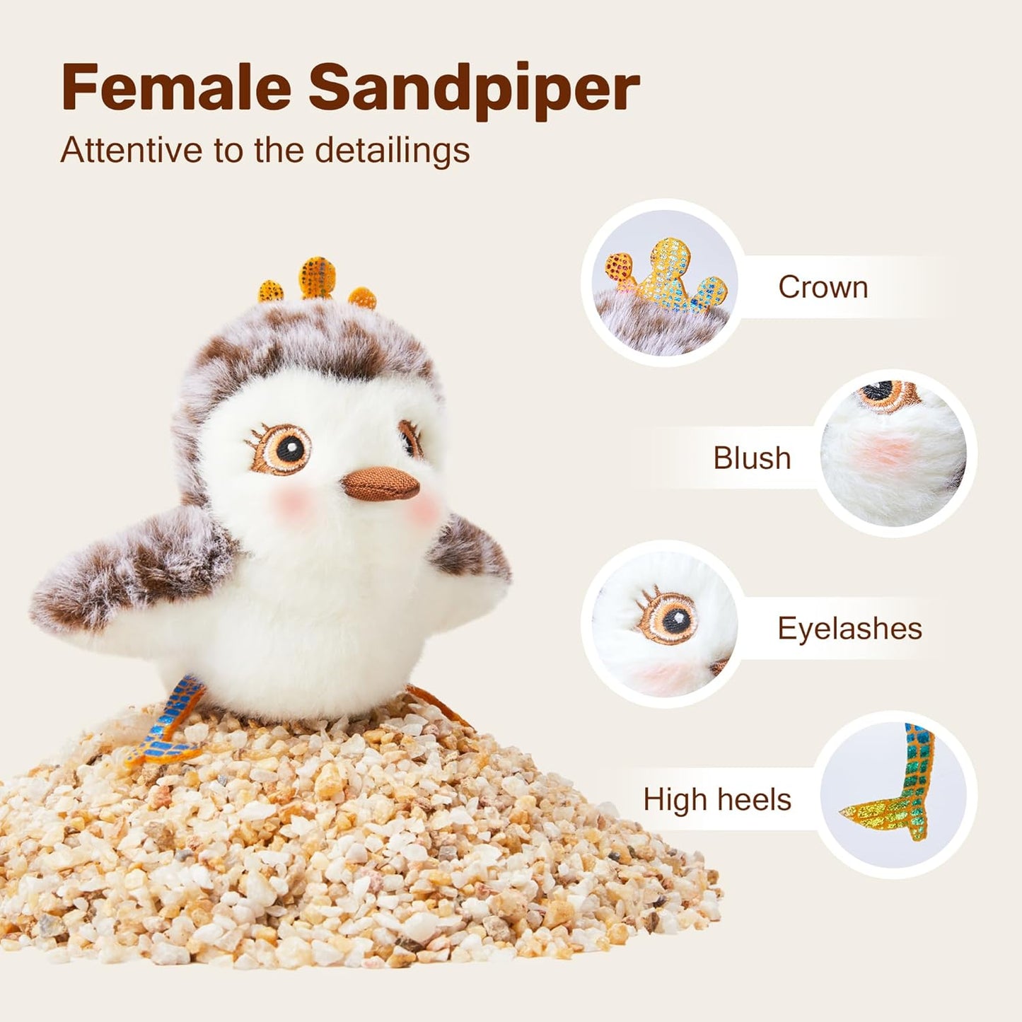 Cat Toys 2 Pcs Flapping Sandpiper Pair-Mate, Lifelike Birds Chirp, Chargeable Touch Activated Kitten Fun Interactive Kitty Exercise with Catnip for All Breeds