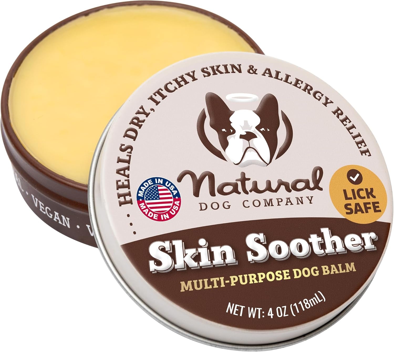 Skin Soother Balm for Dogs – 4 Oz Tin All Natural Hot Spot & Rash Relief – Organic Itchy Skin Soothing Moisturizer for Dry, Red, Crusty Skin – Lick-Safe Dog Balm, Made in USA