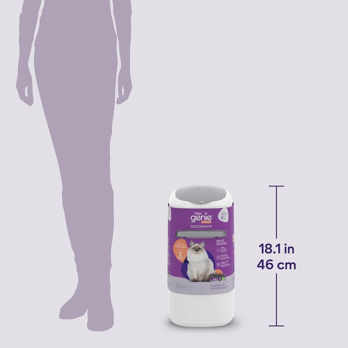 Style Pail |Cat Litter Waste Disposal System for Odor Control | Includes 1 Square Refill Bag