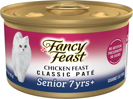 Purina  Wet Senior Cat Food 7 Years plus Chicken Feast Pate - (Pack of 24) 3 Oz. Cans