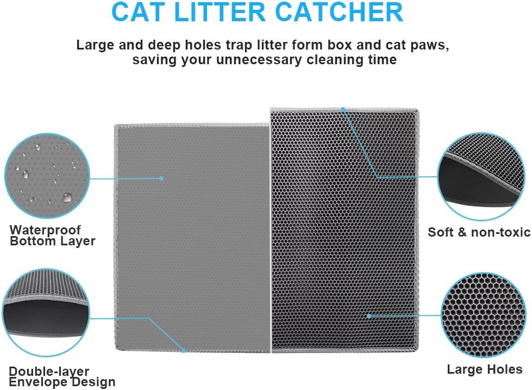 Cat Litter Mat Double Layer Waterproof Urine Proof Trapping Mat 1 Pack (Gray, 30X24 Inch (Pack of 1))