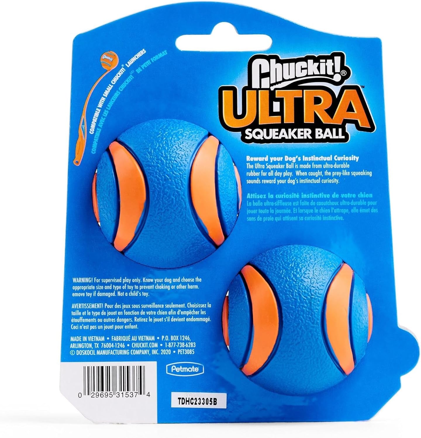 Ultra Squeaker Balls for Dogs, Floating Water Pet Toys, Durable Rubber Pet Toy, Bouncy Squeaky Fetch Balls for Dogs, Pack of 2, Medium (2.5")
