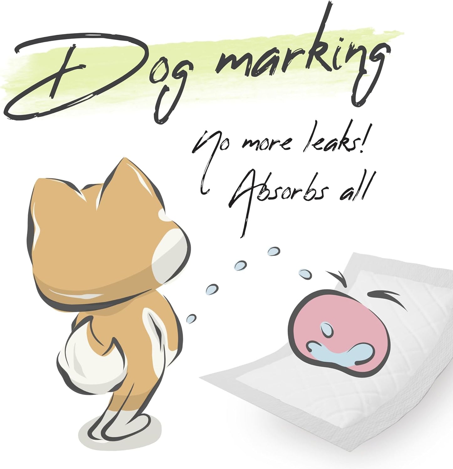 Dog Diaper Liners Booster Pads for Male and Female Dogs, 100Ct | Disposable Diaper Inserts Fit Most Reusable Pet Belly Bands, Wraps, and Washable Period Panties