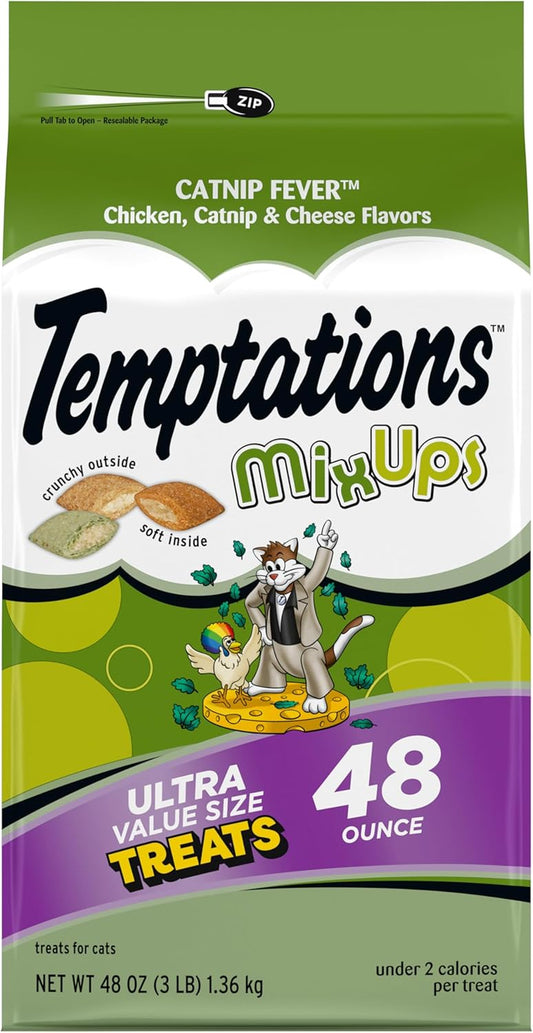 Mixups Catnip Fever Flavor Crunchy and Soft Cat Treats, 48 Oz. Bag