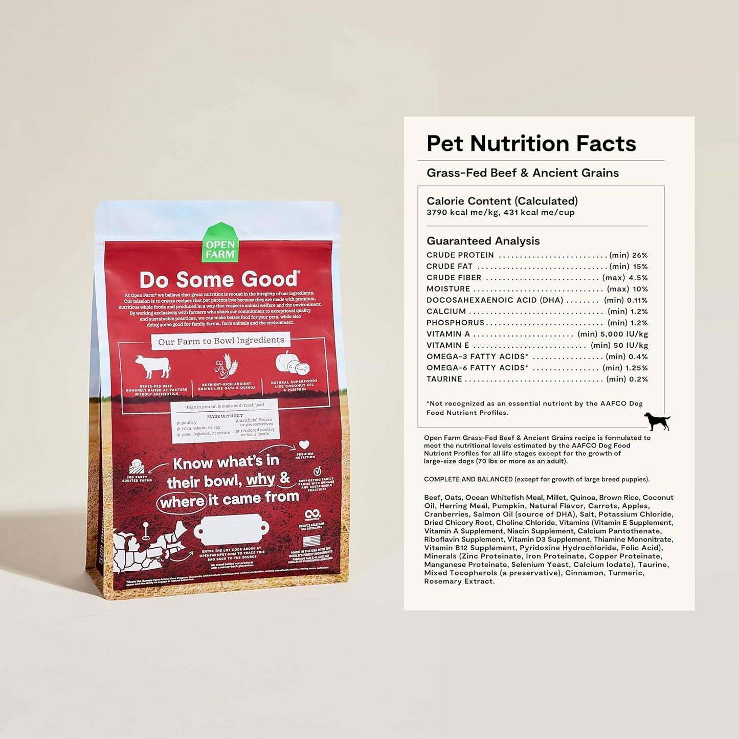 , Ancient Grains Dry Dog Food, Protein-Rich & Nutrient Dense, 90% Animal Protein Mixed with Non-Gmo Fruits, Veggies and Superfoods, Grass-Fed Beef Recipe, 4Lb Bag