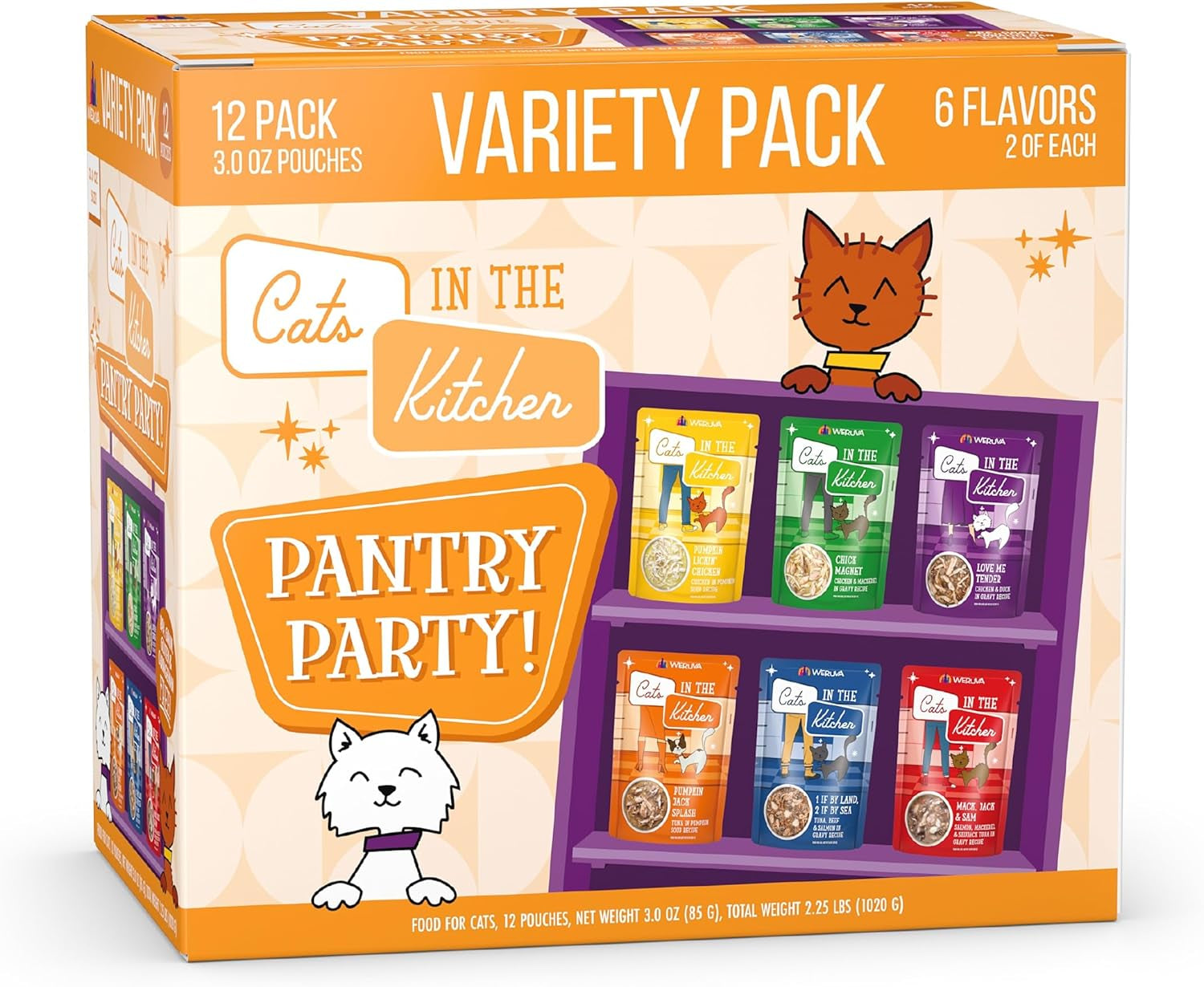 Cats in the Kitchen, Pantry Party Pouch Variety Pack in Gravy Cat Food, 3Oz Pouch (Pack of 12)