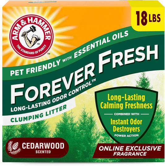 Forever Fresh Clumping Cat Litter Cedarwood, Multicat 18Lb, Pet Friendly with Essential Oils