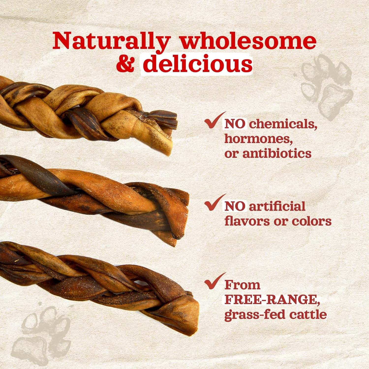 Braided Collagen Chews for Dogs (12 Inch, 6 Pack), Collagen Sticks, Natural Dog Chews, Long Lasting, for Small, Medium and Large Dogs, Odor-Free, Rawhide Alternative