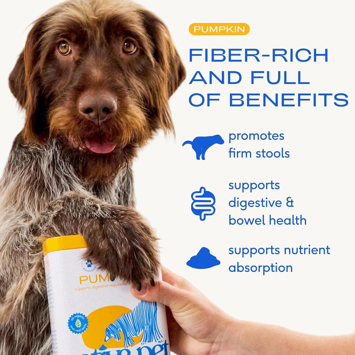 Pumpkin for Dogs - Organic Powder Pumpkin Puree Dog Food Toppers-Rich in Fiber Supplement Powder Helps with Digestion, Nutrient Absorption, Diarrhea, Constipation & Upset Stomach-120 Scoops