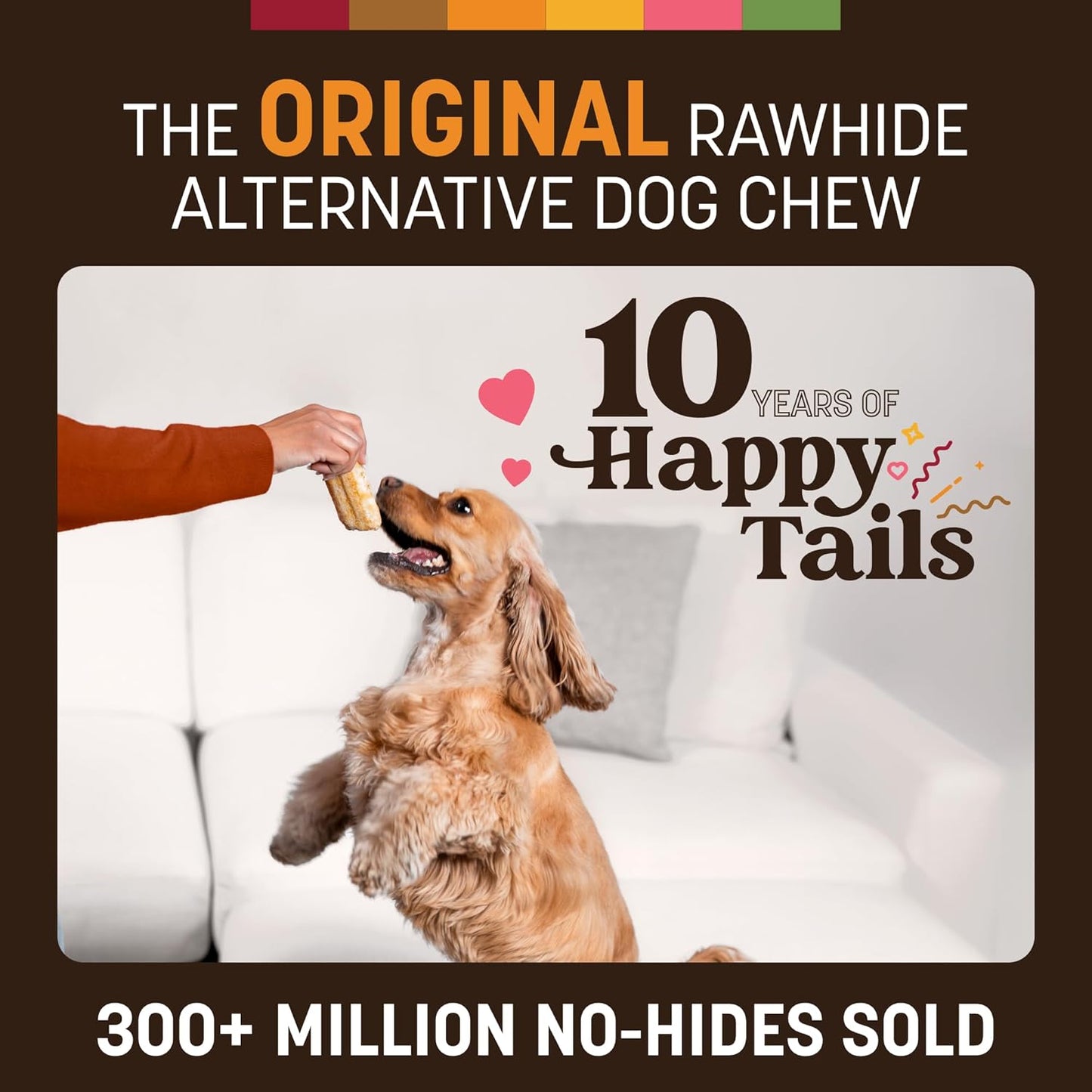 No Hide Chews - Long Lasting Rawhide Free Small Dog Chews Rolls, Chicken - 6 Count