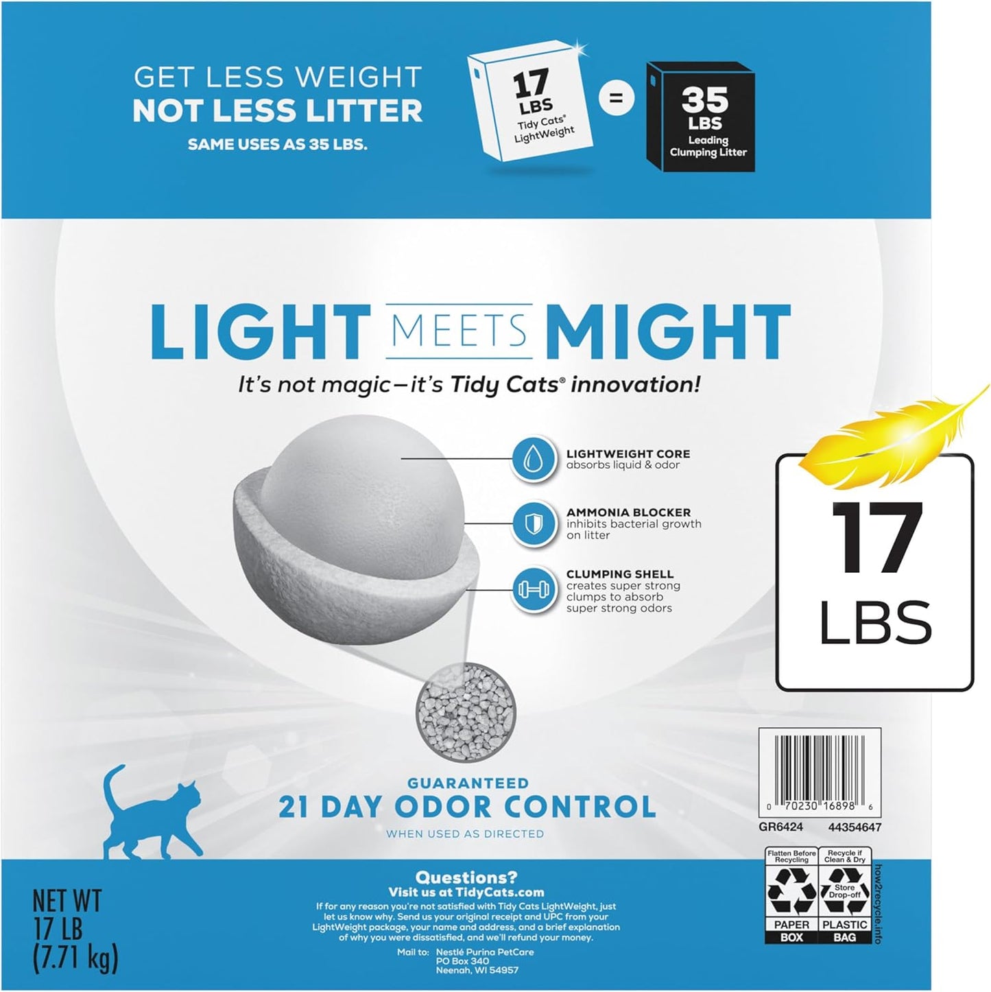 Purina  Lightweight Instant Action, Odor Control, Multi-Cat, Clumping, 99.9 Percent Dust Free Cat Litter - 17 Lb. Box