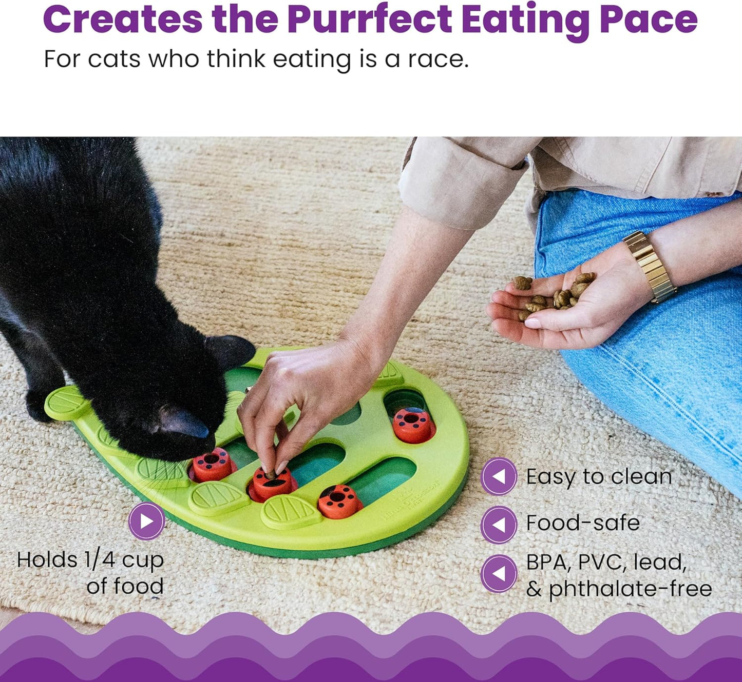 Buggin' Out Puzzle & Play, Interactive Treat Puzzle Cat Toy 13 in X 9.5 In, Green