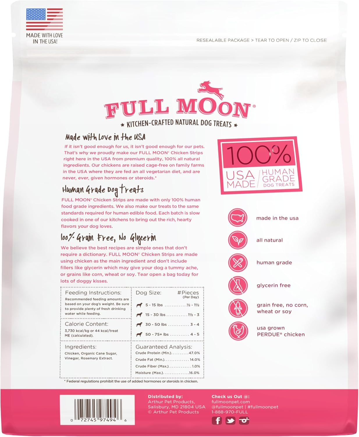 Chicken Strips Healthy All Natural Dog Treats Human Grade Made in USA Grain Free, 1.5 Pound (Pack of 1)