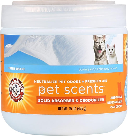 Pet Scents Gel Odor Eliminator - Fresh Breeze Solid Air Fresheners for Home - Strong Odor Eliminator Gel for Pet Smell - Room Deodorizer & Odor Absorber - Pet Safe Air Freshener, 15 Oz