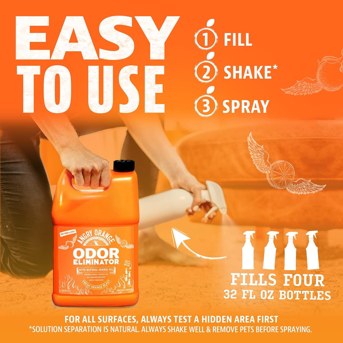 Pet Odor Eliminator for Dog and Cat Urine, Carpet Stains, and Strong Smells – Citrus Cleaner with Natural Orange Oil – 1 Gallon