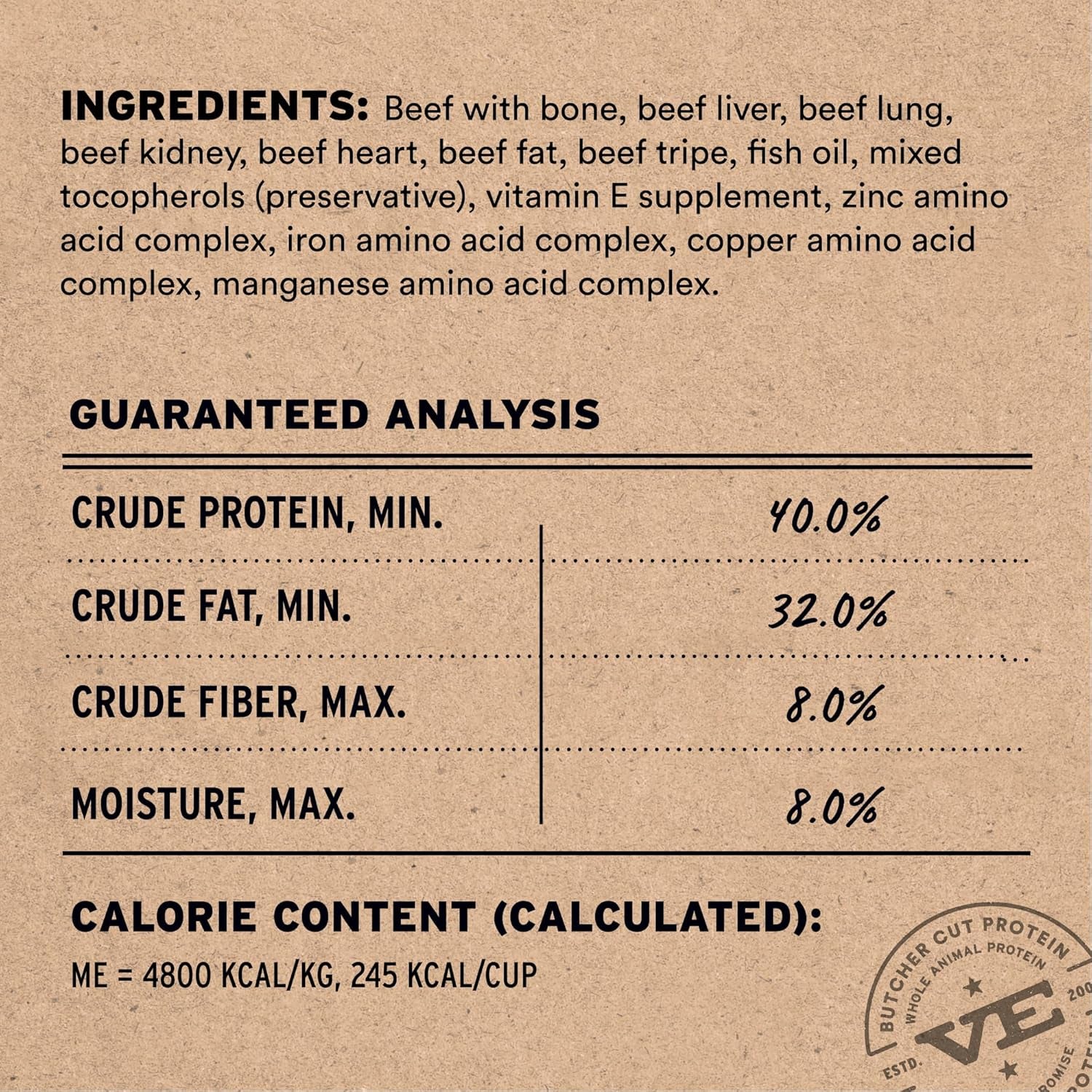 Freeze-Dried Raw Beef Meal or Mixer Dog Food Crunchy Mini Nibs, 25 Oz