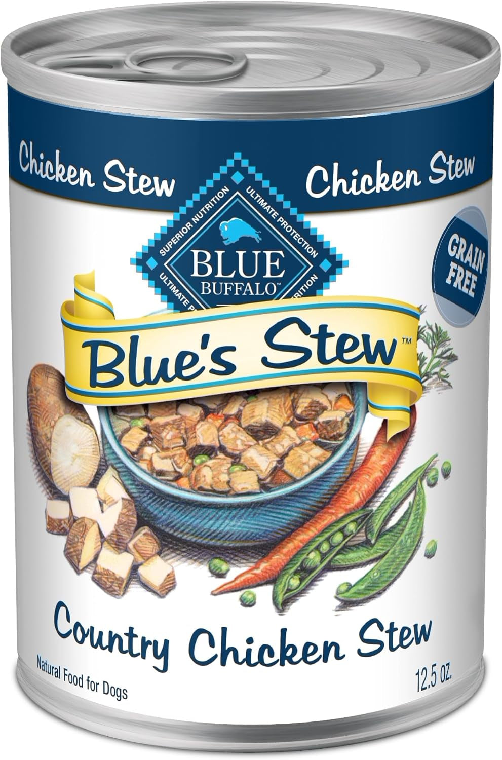 Blue'S Stew Grain Free Natural Adult Wet Dog Food, Chicken Stew 12.5 Oz Cans (Pack of 12)