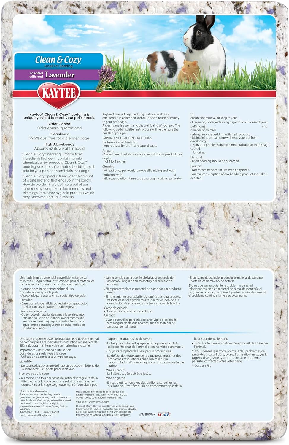 Clean & Cozy Lavender Bedding for Pet Guinea Pigs, Rabbits, Hamsters, Gerbils, and Chinchillas, 49.2 Liters