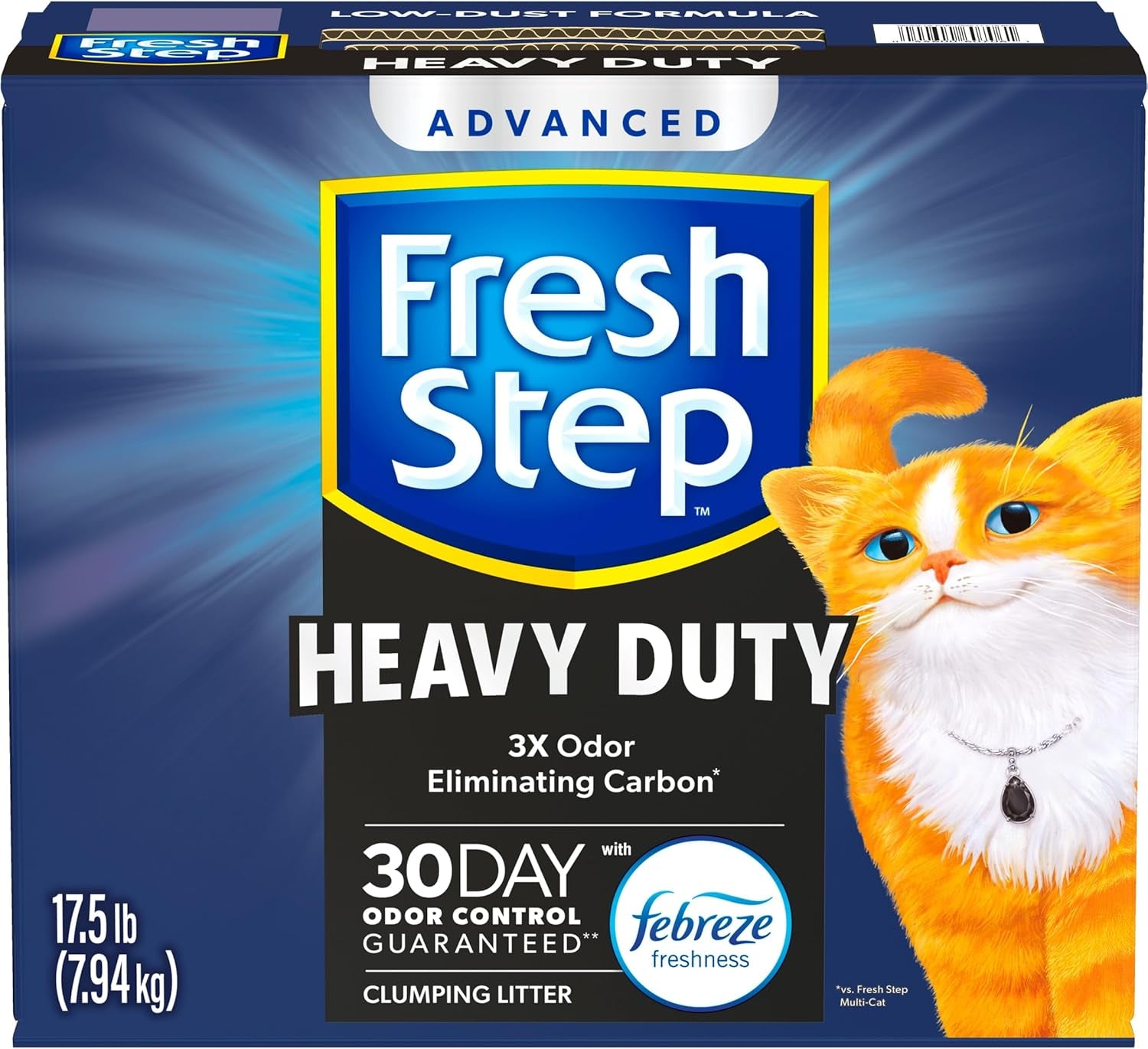 Clumping Cat Litter, Heavy Duty Advanced, Long Lasting 30-Day Odor Control with Odor Eliminating Carbon, 17.5 Lb