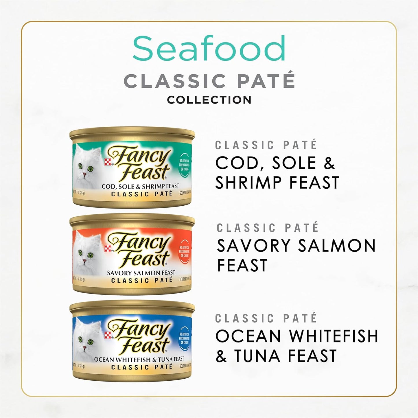 Purina  Seafood Classic Pate Collection Grain Free Wet Cat Food Variety Pack - (2 Packs of 12) 3 Oz. Cans