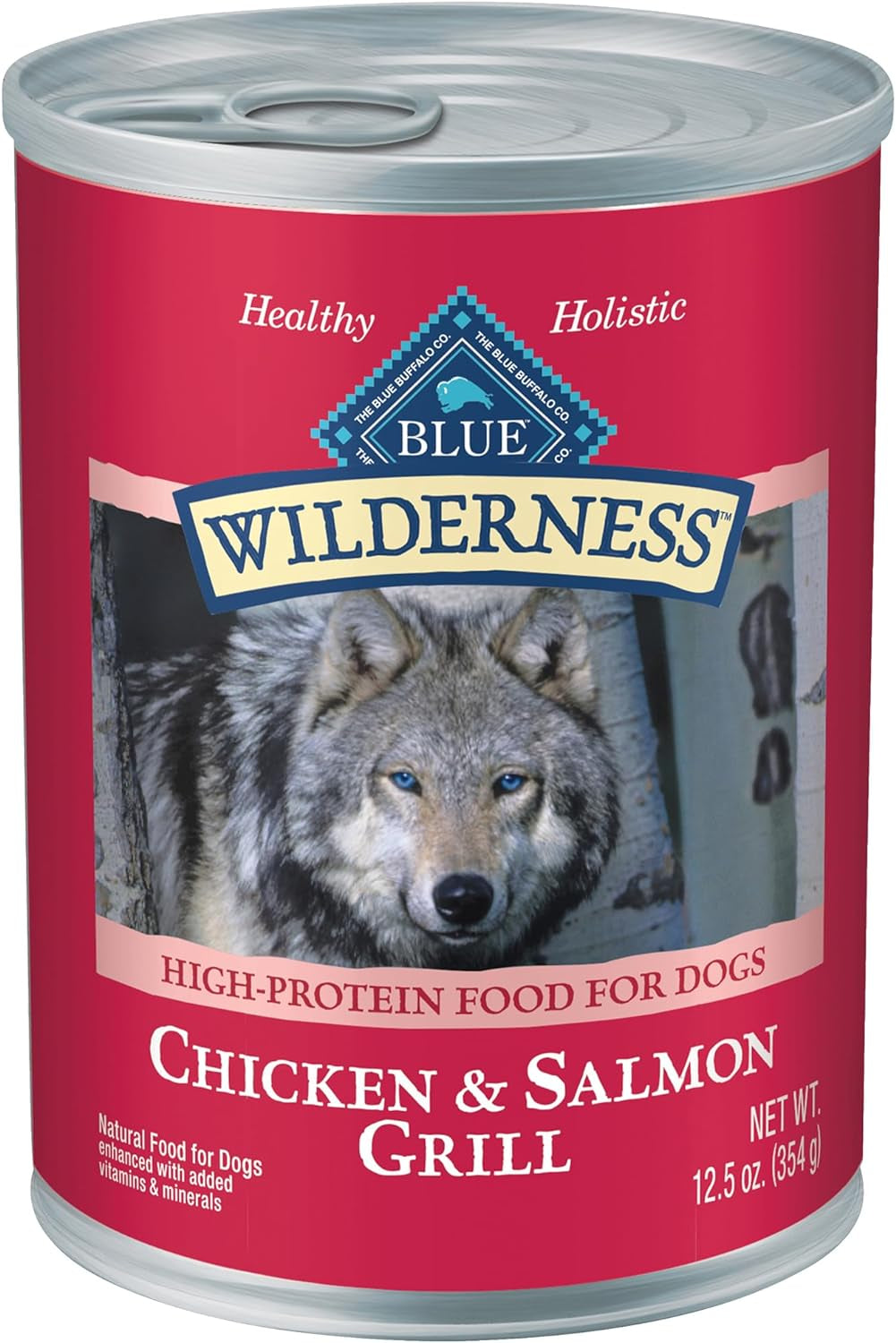 Wilderness Adult Wet Dog Food, High-Protein & Grain-Free, Made with Natural Ingredients, Salmon & Chicken Grill, 12.5-Oz. Cans, 12 Count