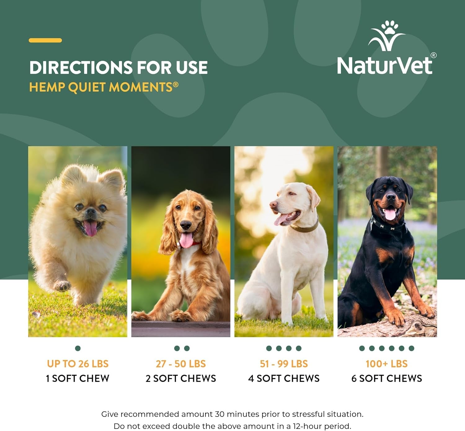 Quiet Moments Calming Aid Dog Supplement, Helps Promote Relaxation, Reduce Stress, Storm Anxiety, Motion Sickness for Dogs (Quiet Moments plus Hemp, 180 Soft Chews)